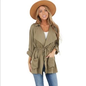 Blue Blush Olive Lightweight Cargo Jacket. S